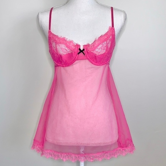 Victoria’s Secret Barbie Pink Mesh Babydoll - Picture 1 of 4